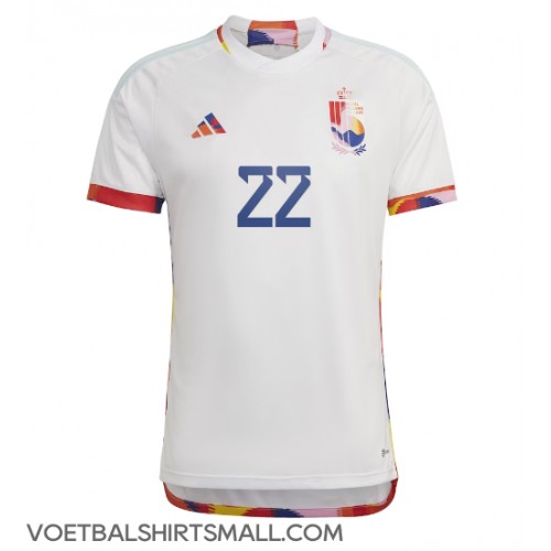België Charles De Ketelaere #22 Voetbalkleding Uitshirt WK 2022 Korte Mouwen